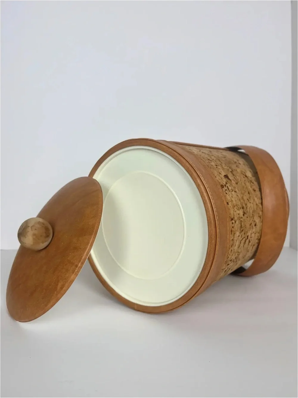 Mid Century Modern Highboy Ice Bucket | Cork & Tan Style of Georges Briard